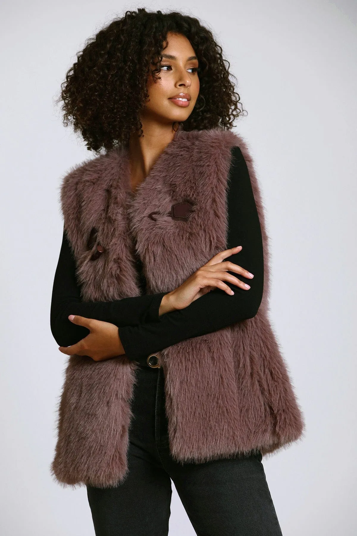 Faux Fur Toggle Vest sold by Avec Les Filles product image thumbnail 3