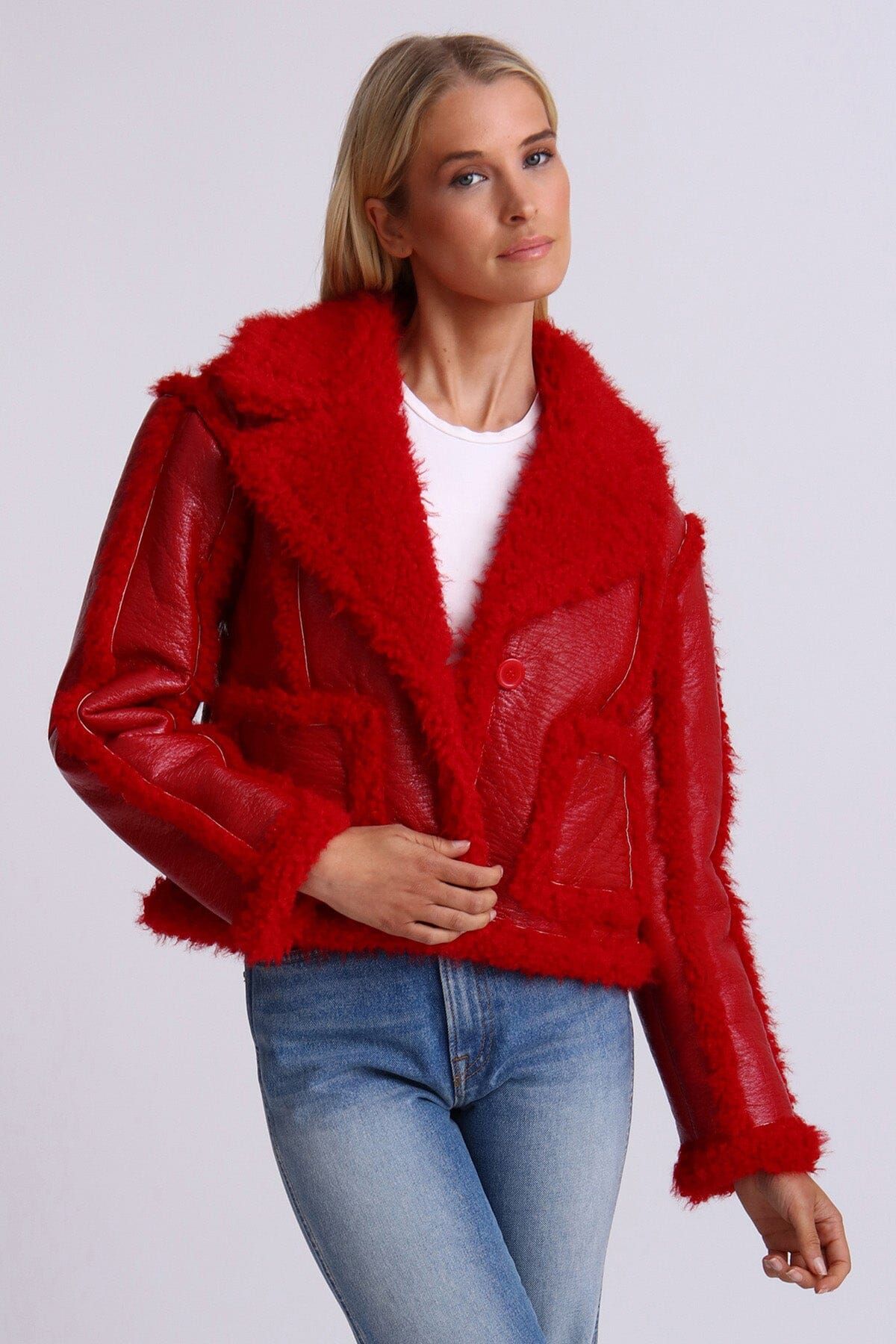 Glazed Faux Shearling Jacket sold by Avec Les Filles product image thumbnail 4
