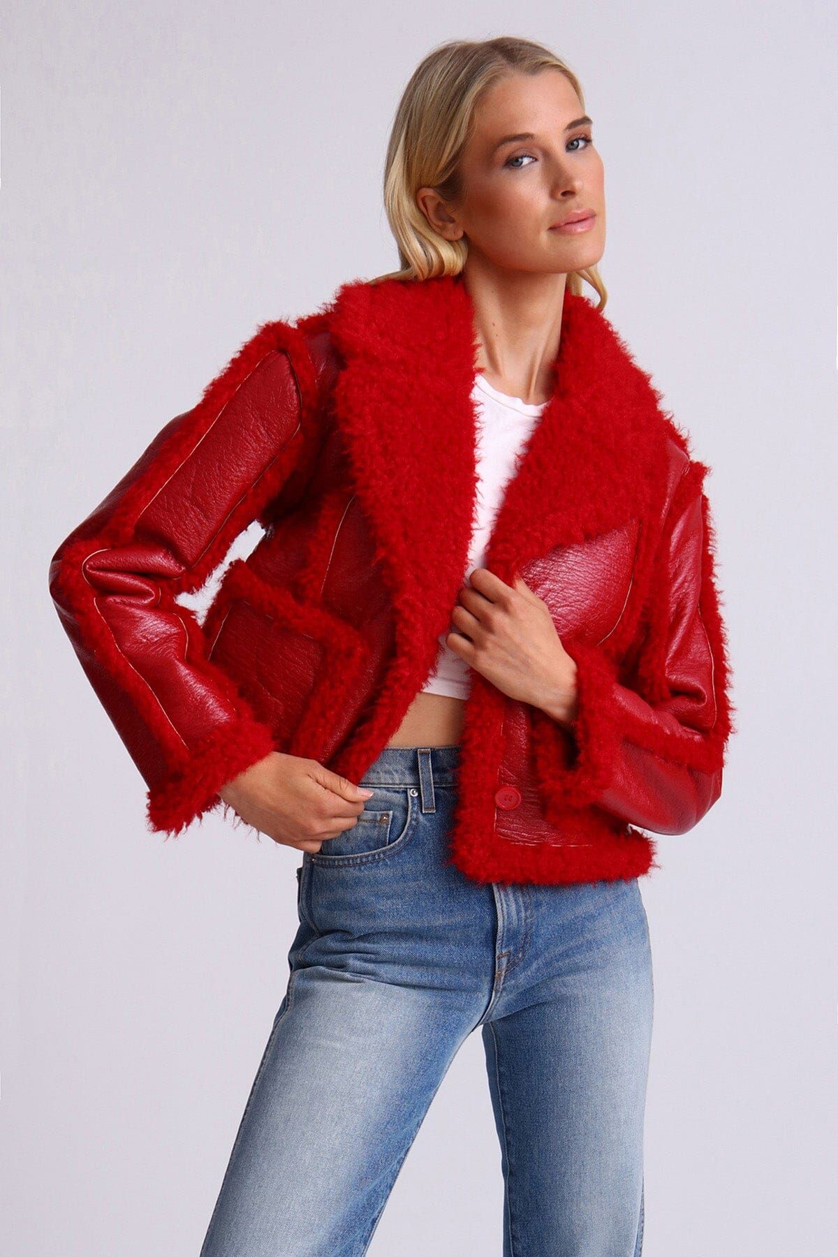 Glazed Faux Shearling Jacket sold by Avec Les Filles product image thumbnail 10