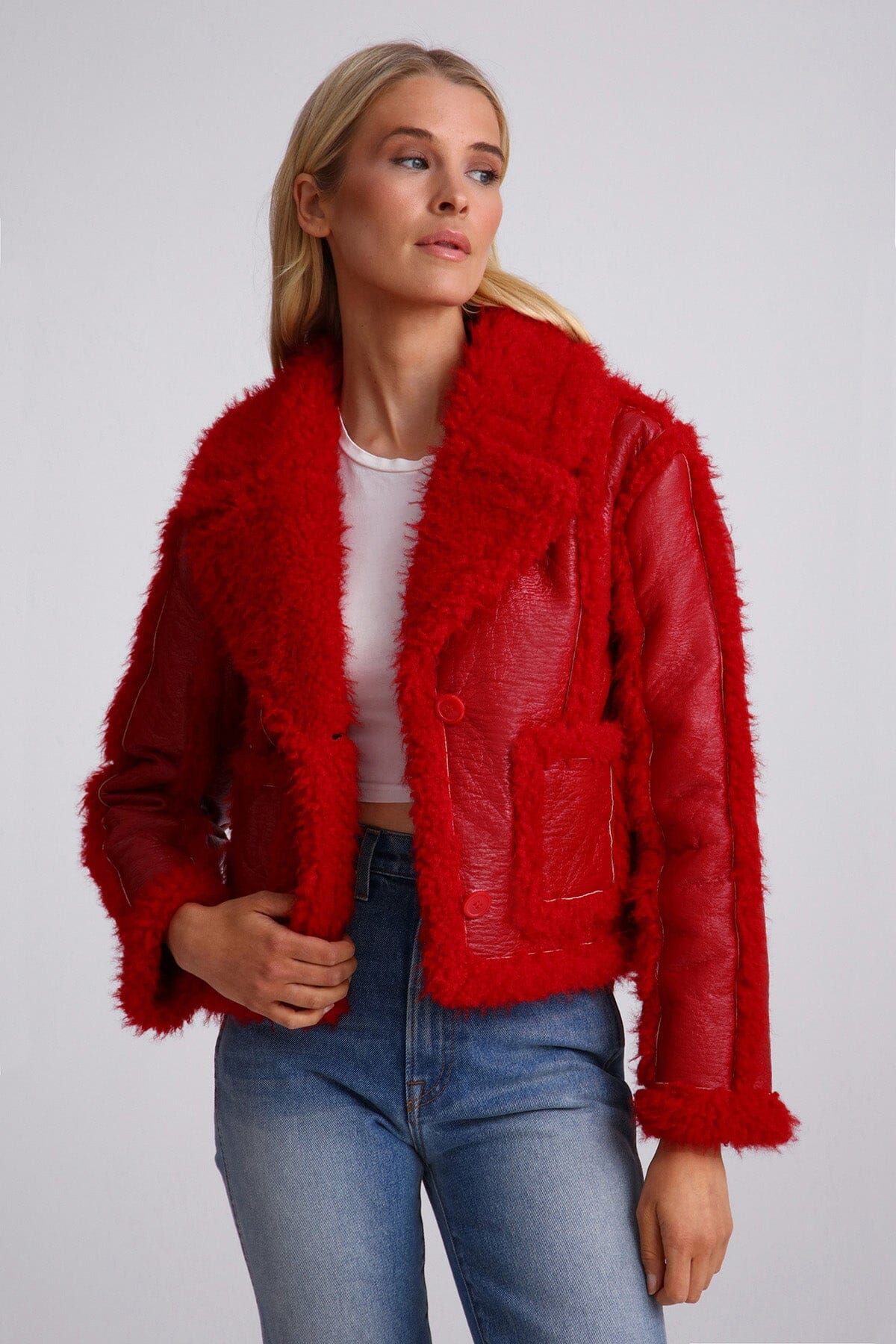 Glazed Faux Shearling Jacket sold by Avec Les Filles product image thumbnail 3