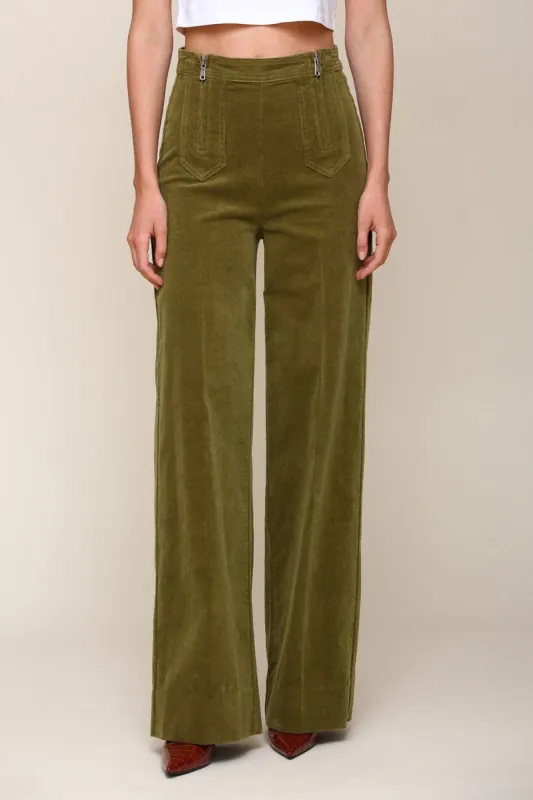 Corduroy Double Zip Wide Leg Pants sold by Avec Les Filles