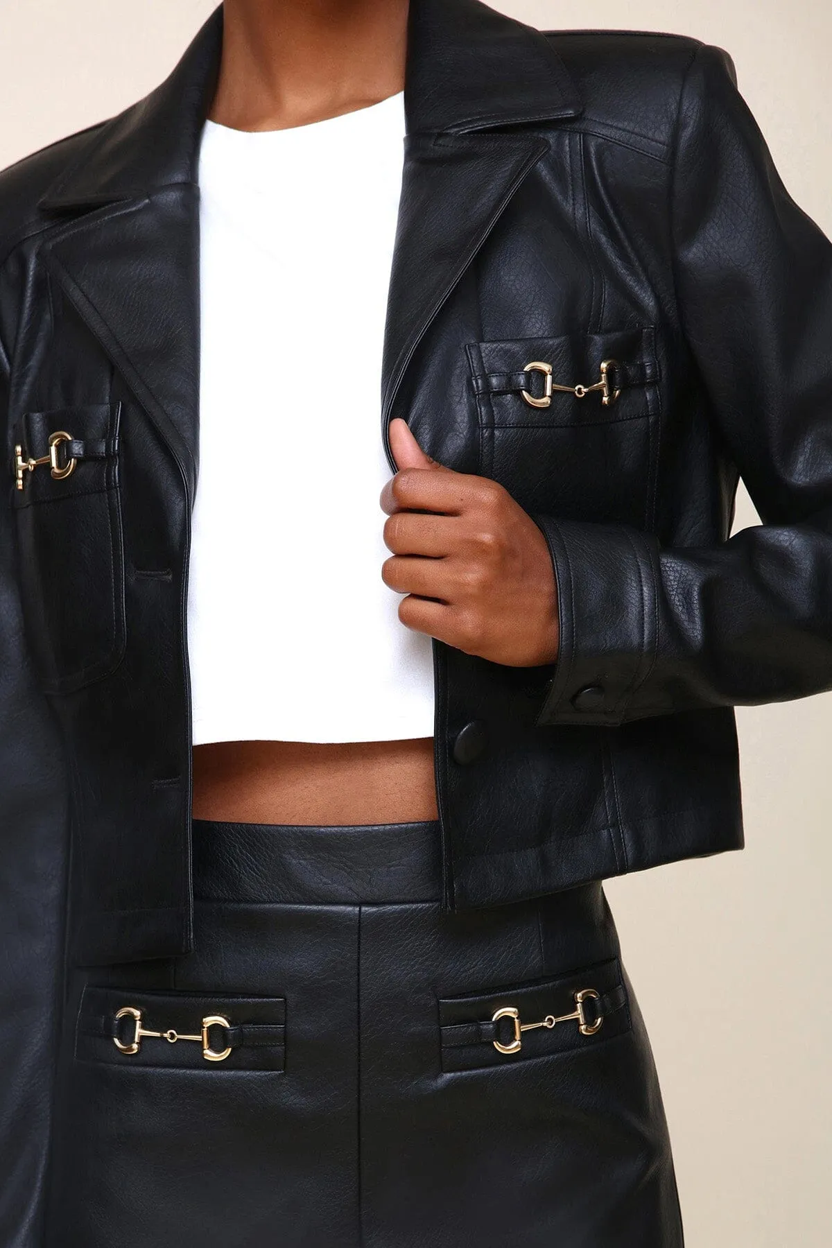 Equestrian Faux-Ever Leather™ Blazer sold by Avec Les Filles product image thumbnail 4