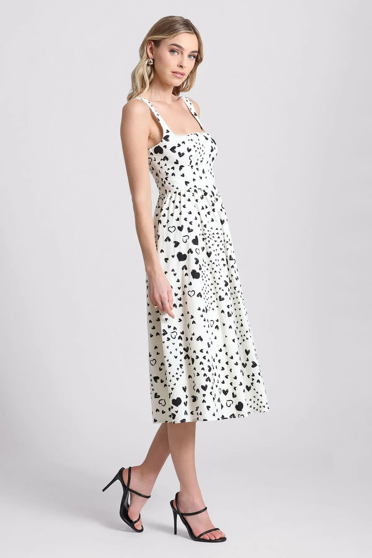 Heart Print Cotton Corset Midi Dress sold by Avec Les Filles product image thumbnail 5