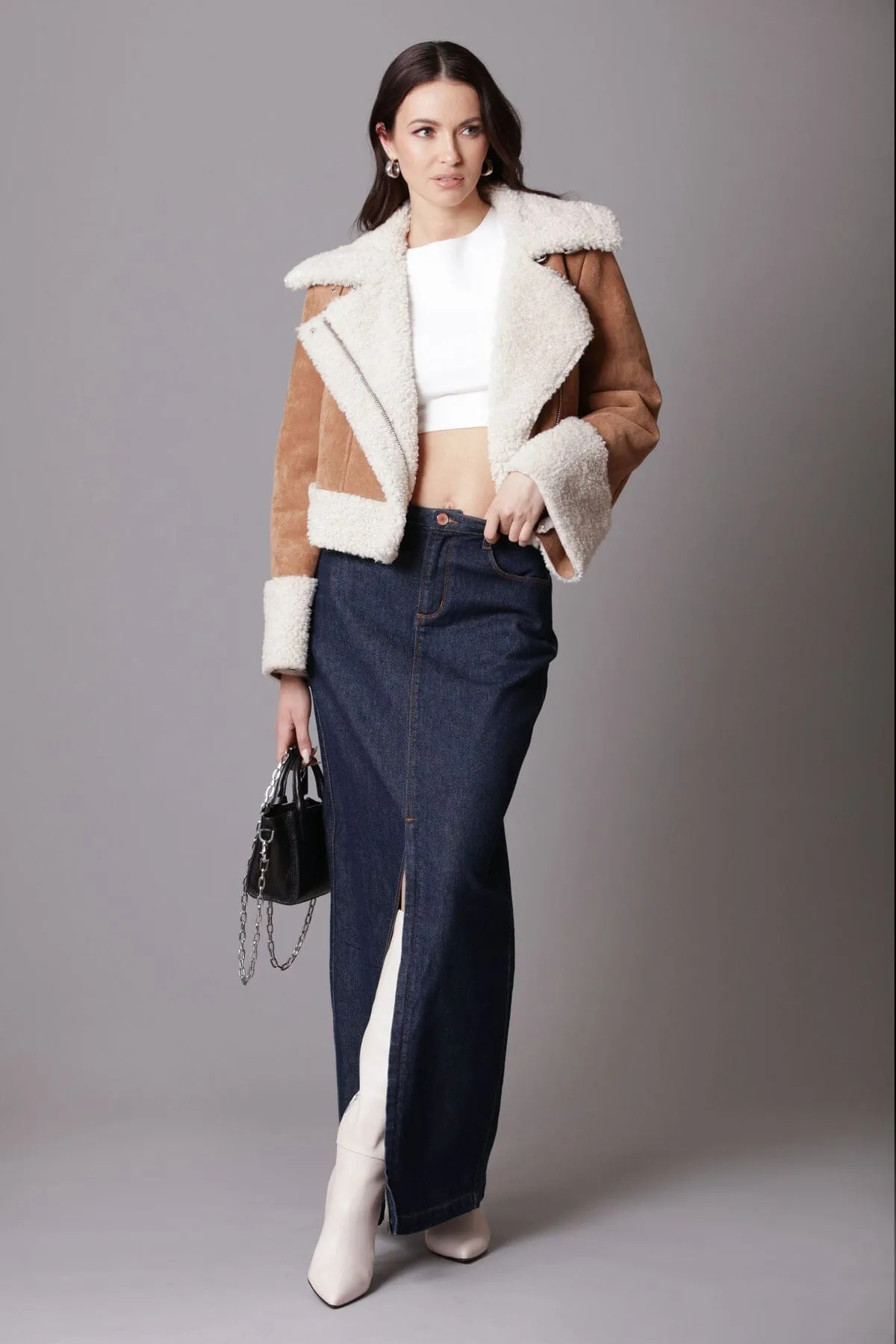 Cropped Faux Shearling Jacket sold by Avec Les Filles product image thumbnail 3