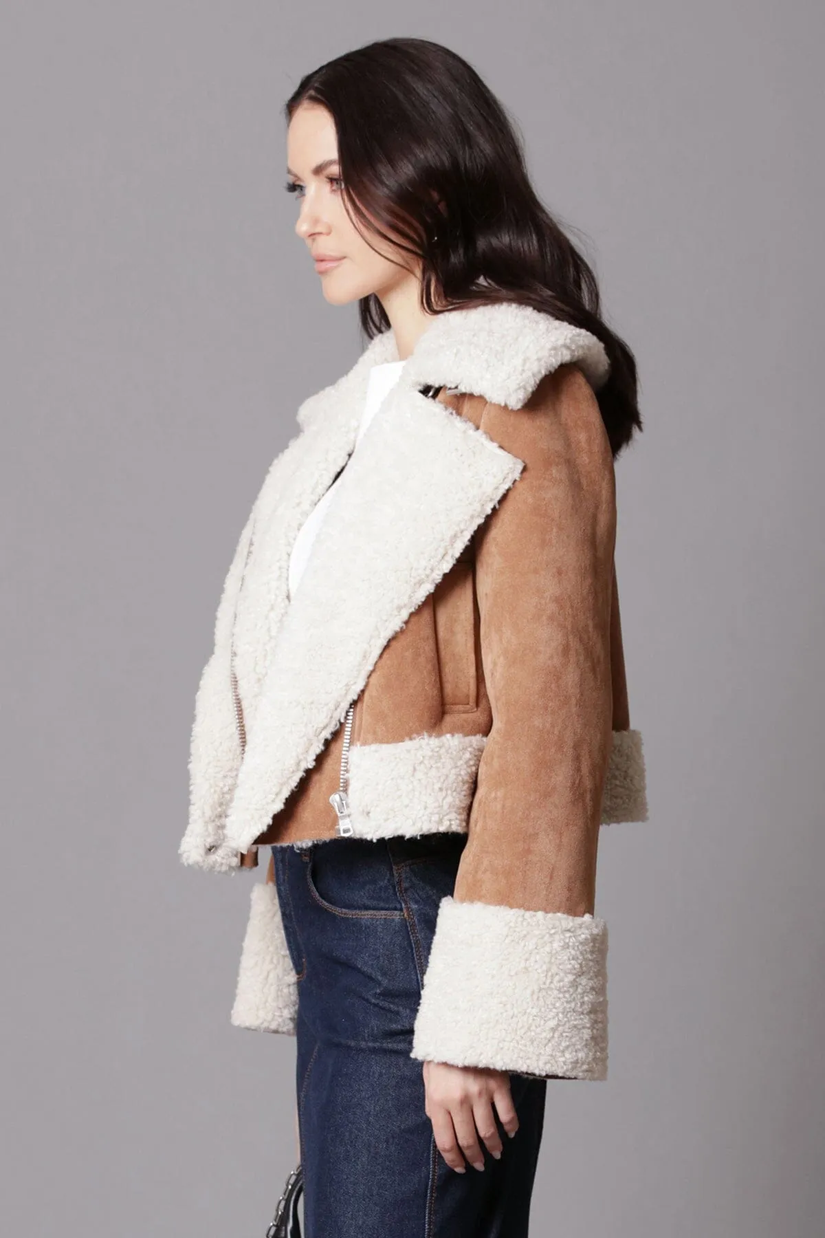 Cropped Faux Shearling Jacket sold by Avec Les Filles product image thumbnail 4