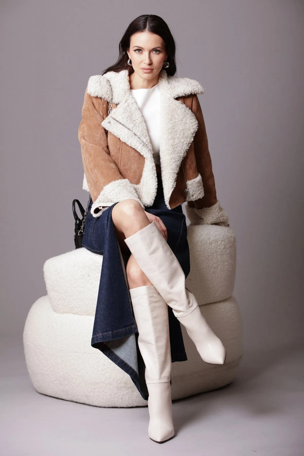 Cropped Faux Shearling Jacket sold by Avec Les Filles product image thumbnail 2