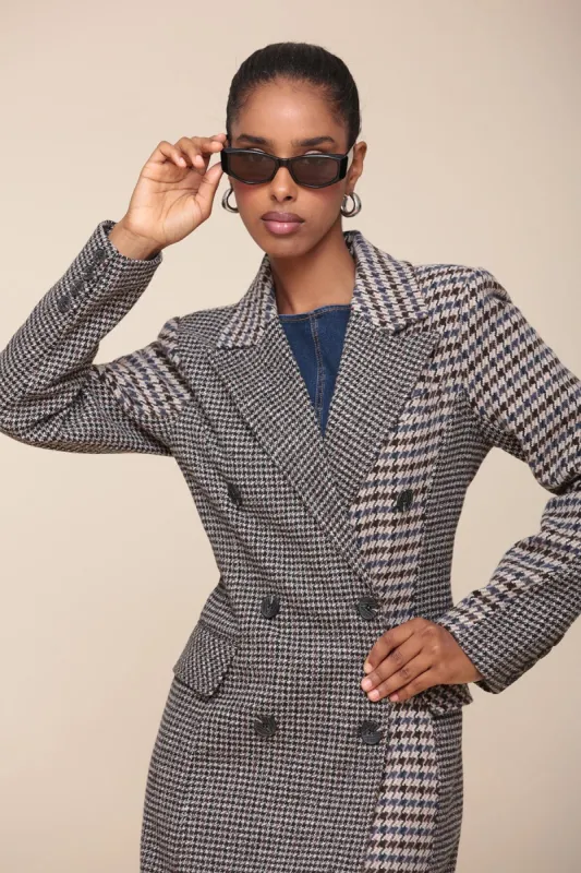 Mixed Houndstooth Tailored Longline Coat sold by Avec Les Filles