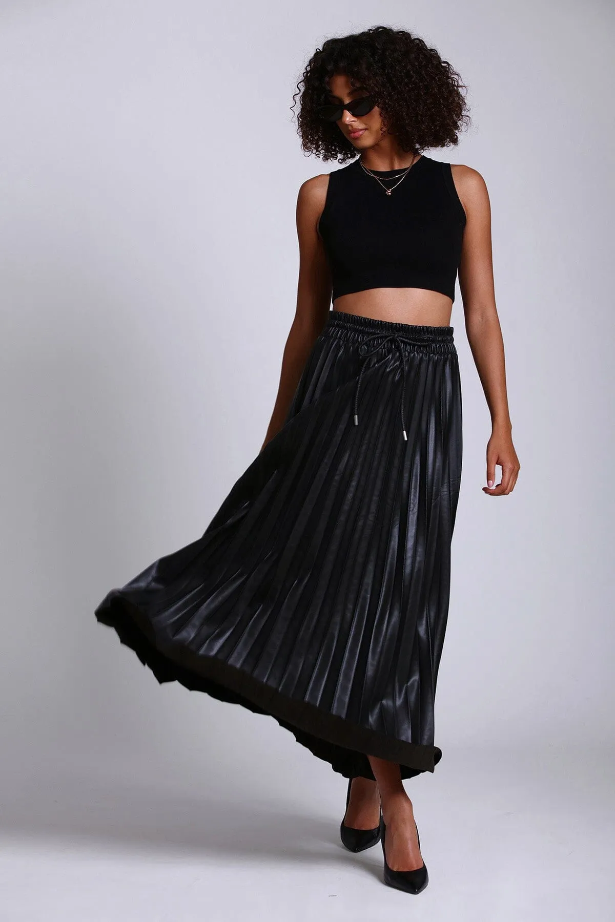 Faux-Ever Leather™ Pleated Maxi Skirt sold by Avec Les Filles product image thumbnail 4