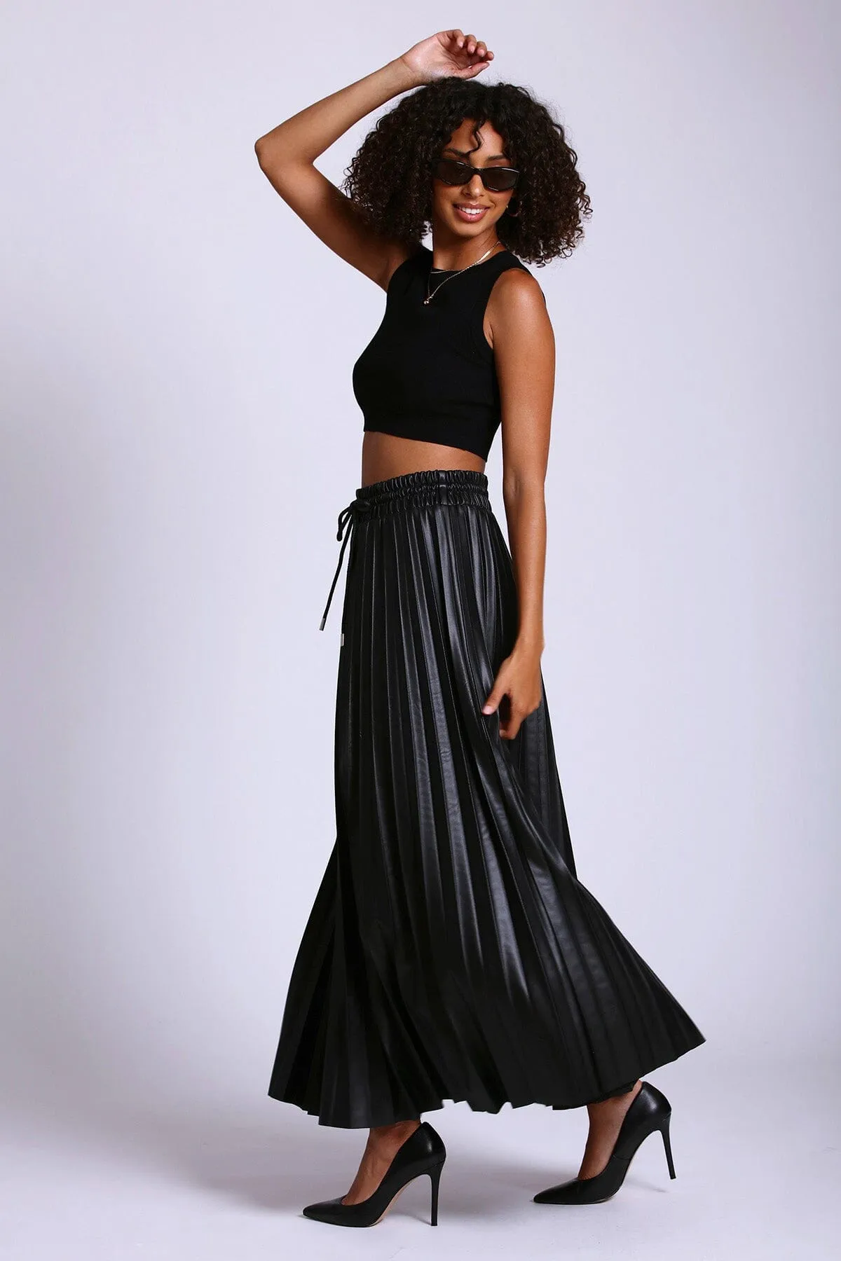 Faux-Ever Leather™ Pleated Maxi Skirt sold by Avec Les Filles product image thumbnail 2