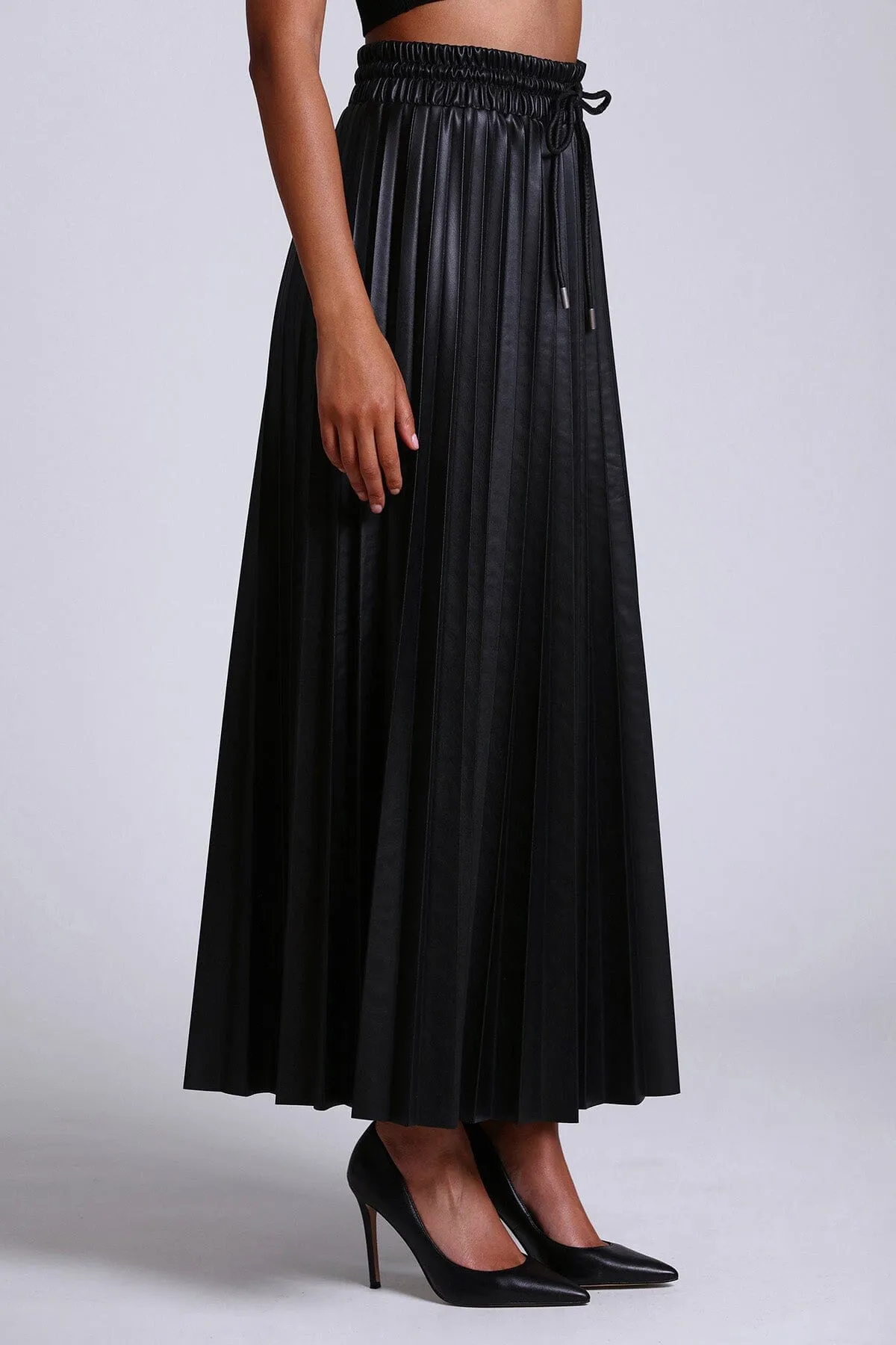 Faux-Ever Leather™ Pleated Maxi Skirt sold by Avec Les Filles product image thumbnail 3