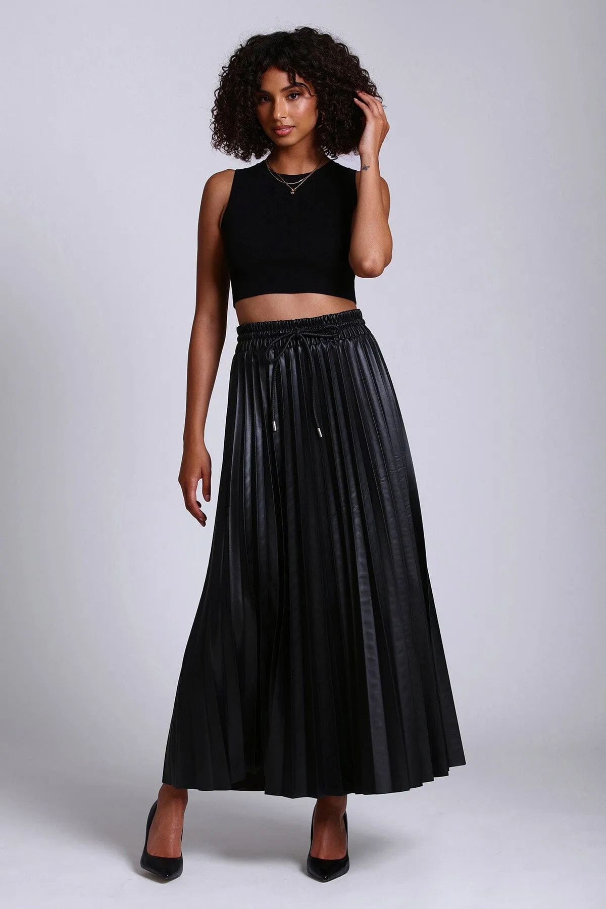 Faux-Ever Leather™ Pleated Maxi Skirt sold by Avec Les Filles product image thumbnail 5