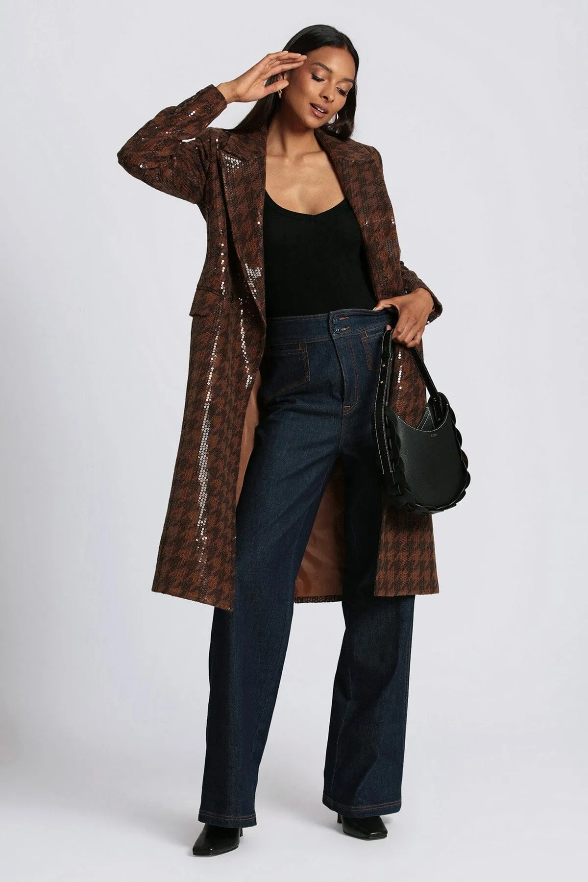 Sequin Houndstooth Tailored Coat sold by Avec Les Filles product image thumbnail 2