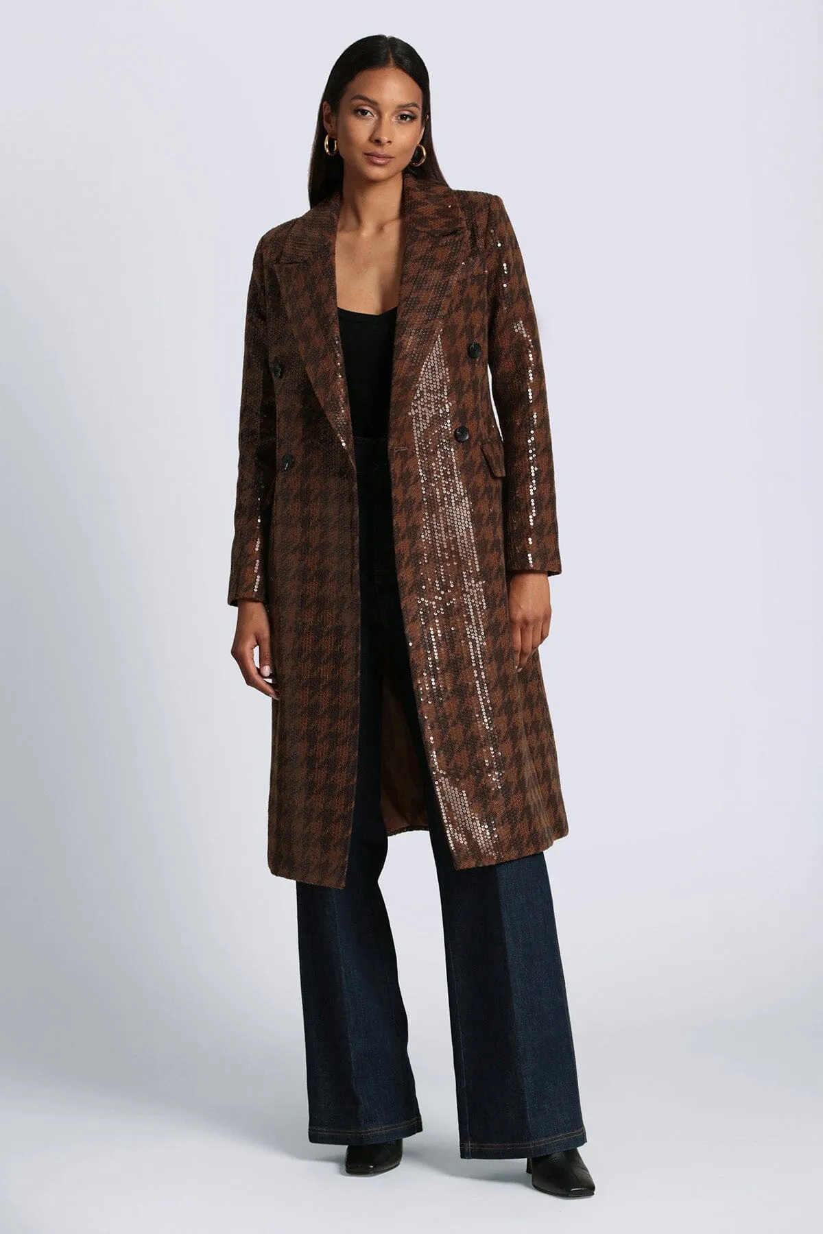 Sequin Houndstooth Tailored Coat sold by Avec Les Filles