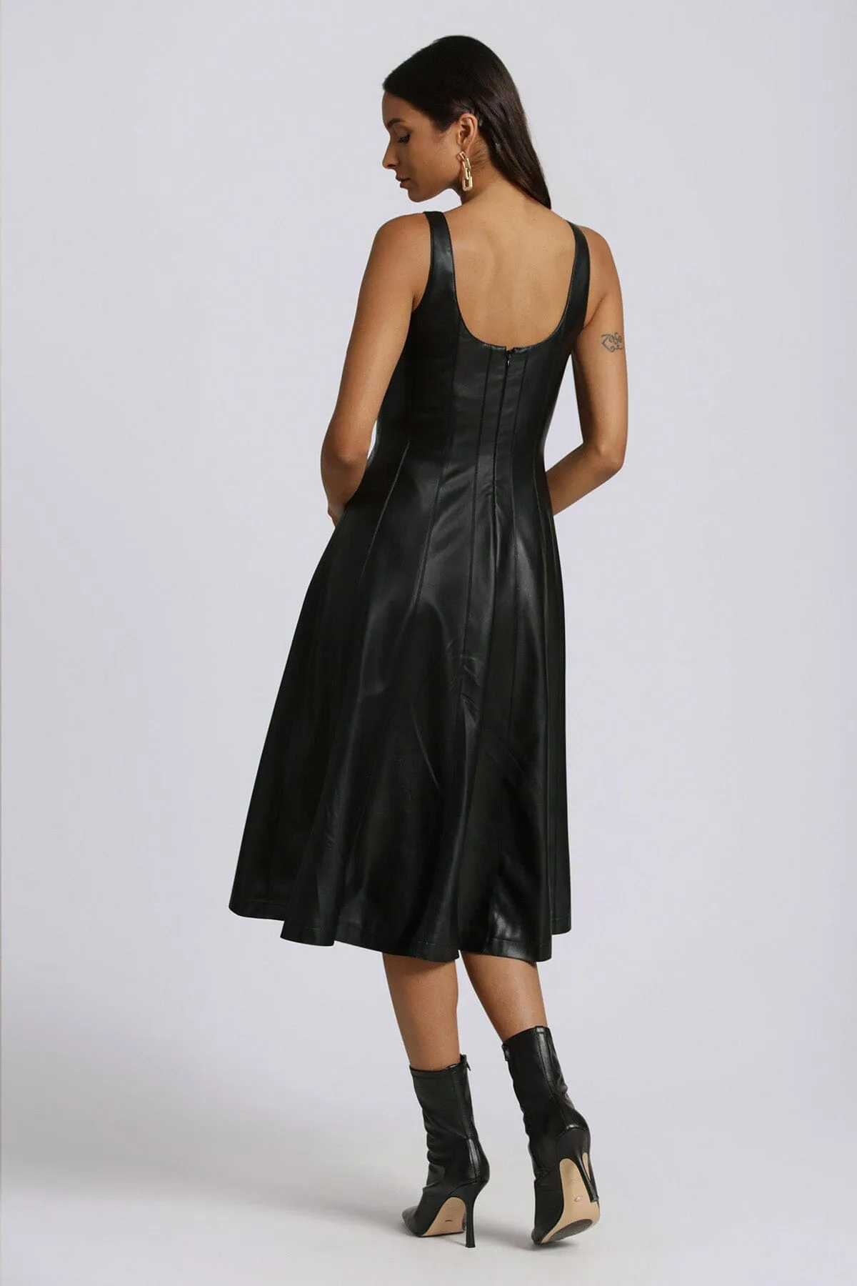 Faux-Ever Leather™ Fit-and-Flare Midi Dress sold by Avec Les Filles product image thumbnail 3