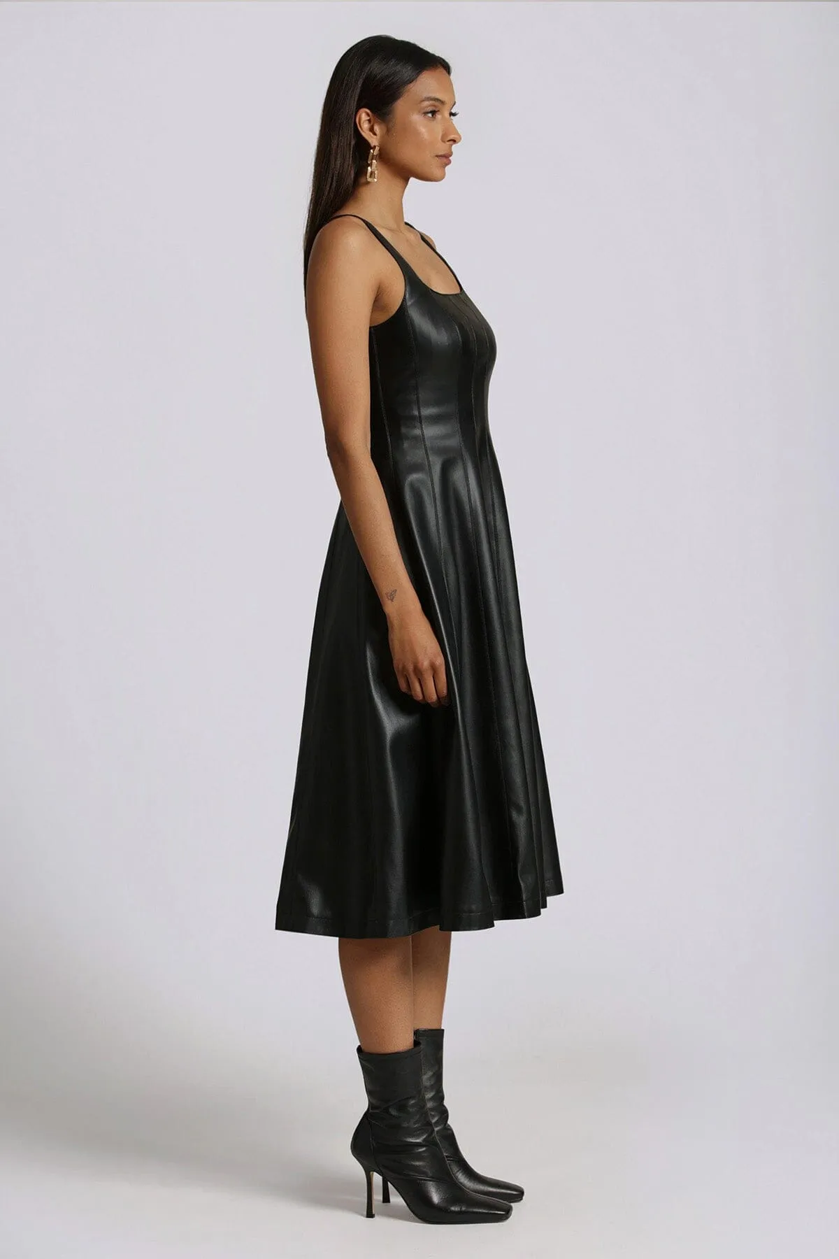 Faux-Ever Leather™ Fit-and-Flare Midi Dress sold by Avec Les Filles product image thumbnail 5
