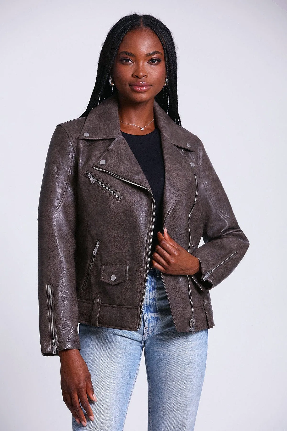 Faux-Ever Leather™ Quilted Biker Jacket sold by Avec Les Filles product image thumbnail 3