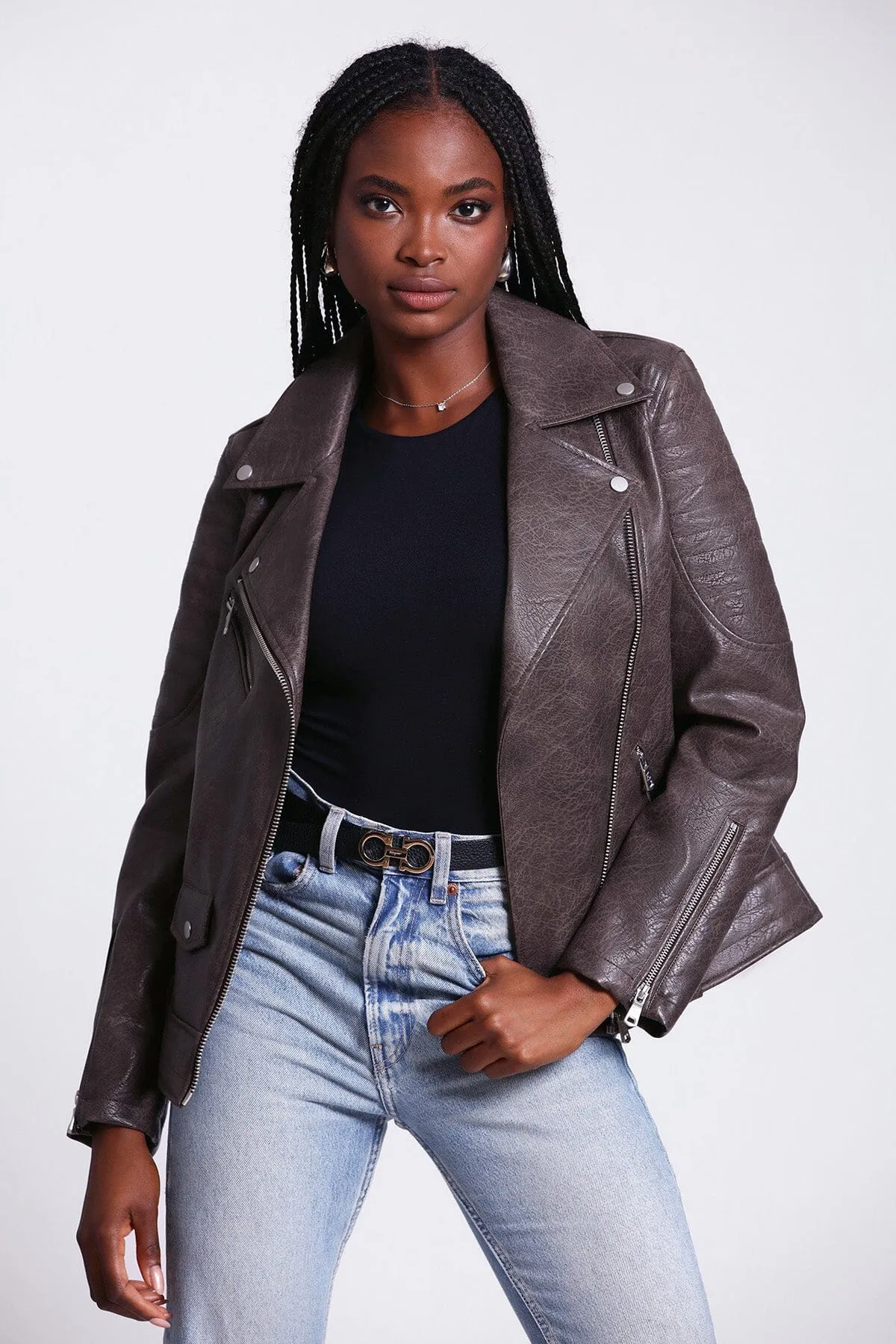 Faux-Ever Leather™ Quilted Biker Jacket sold by Avec Les Filles
