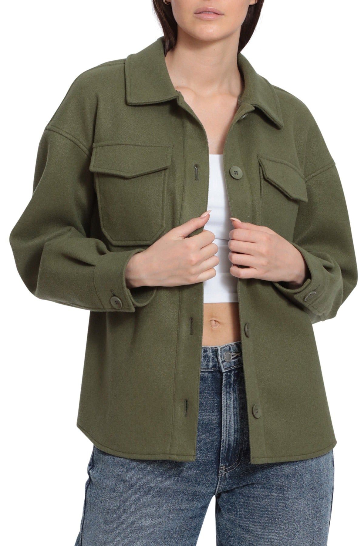 Relaxed Cozy Knit-Back Shacket sold by Avec Les Filles product image thumbnail 11