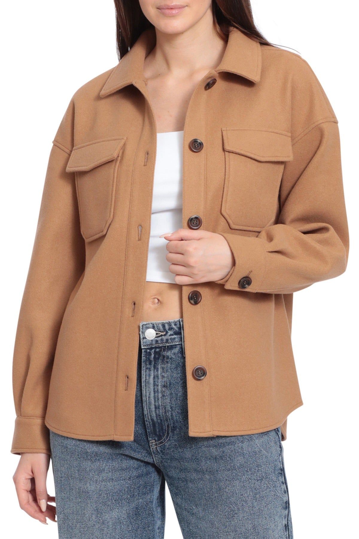 Relaxed Cozy Knit-Back Shacket sold by Avec Les Filles product image thumbnail 3