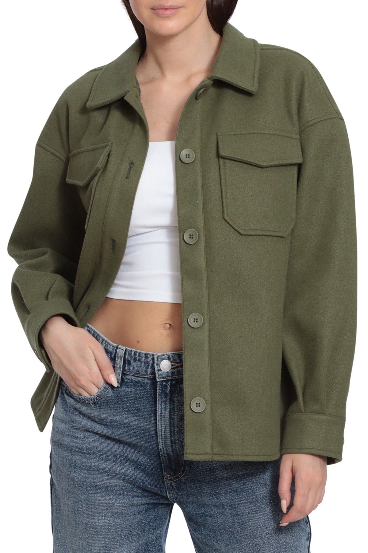 Relaxed Cozy Knit-Back Shacket sold by Avec Les Filles product image thumbnail 4