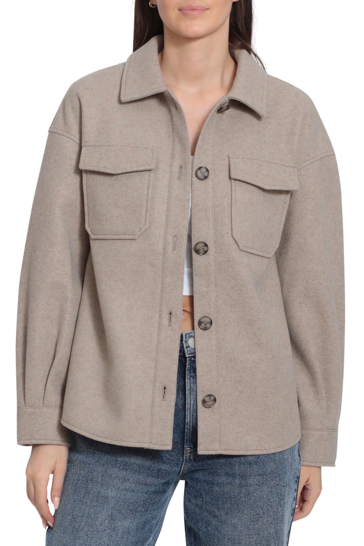 Relaxed Cozy Knit-Back Shacket sold by Avec Les Filles product image thumbnail 5