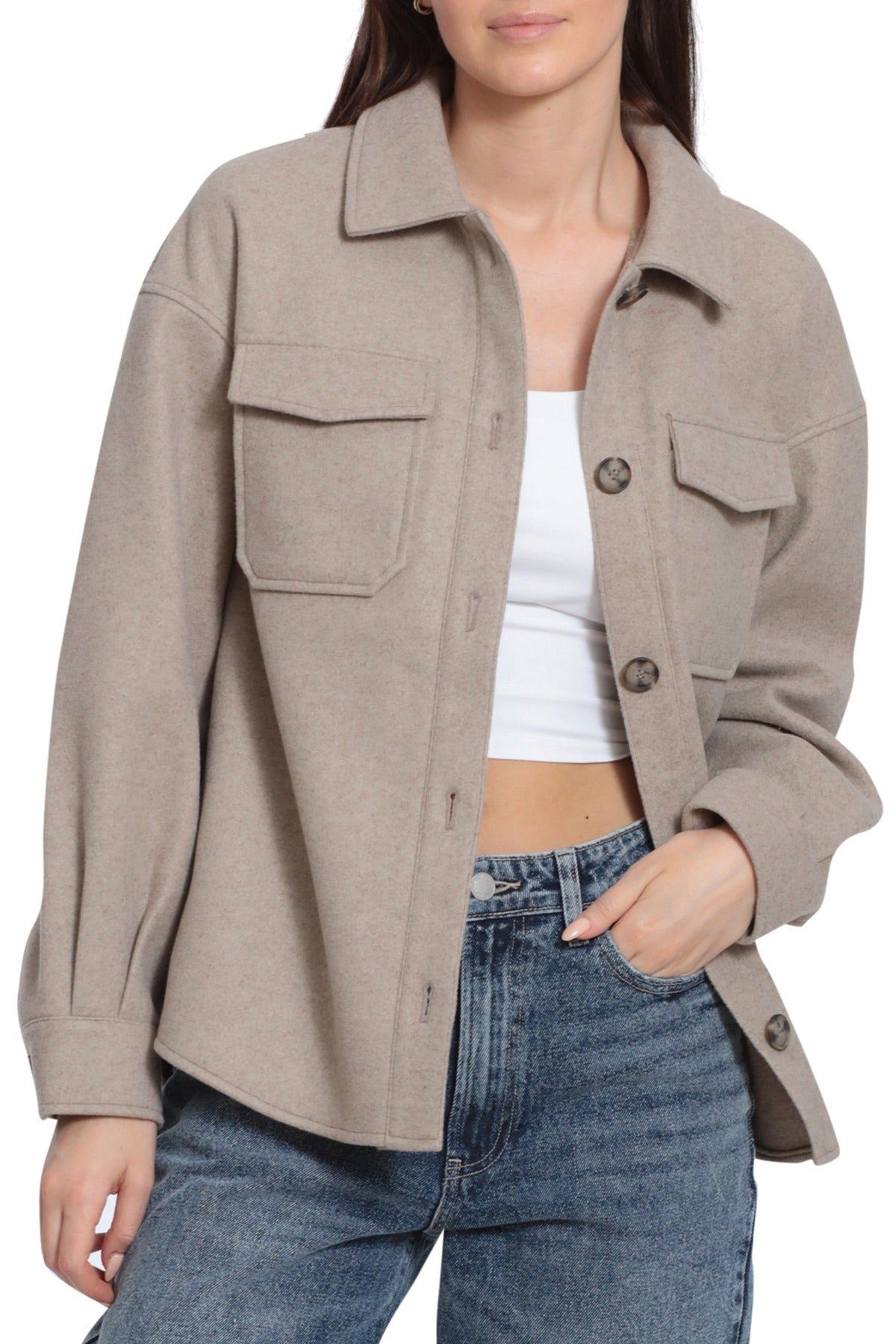 Relaxed Cozy Knit-Back Shacket sold by Avec Les Filles product image thumbnail 2