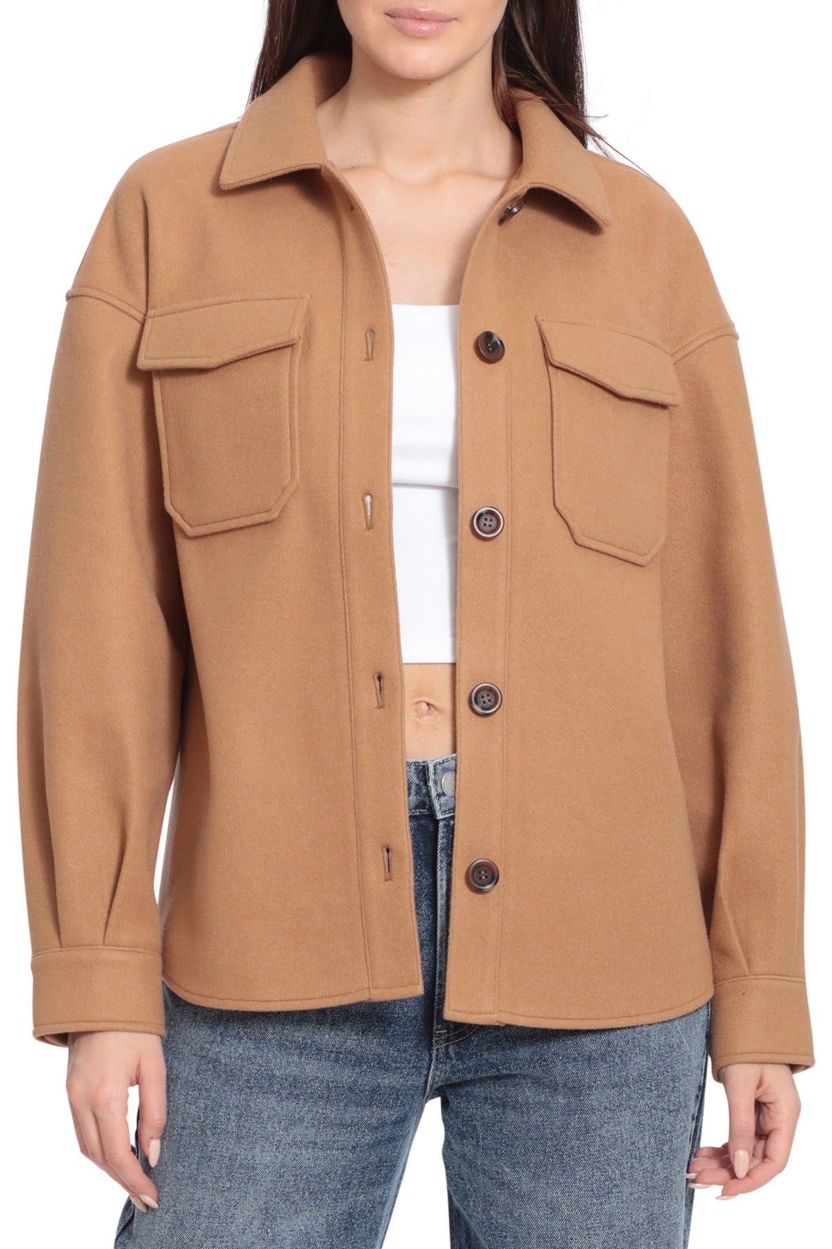 Relaxed Cozy Knit-Back Shacket sold by Avec Les Filles product image thumbnail 8