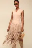 Faux Suede Tiered Fringe Midi Dress sold by Avec Les Filles