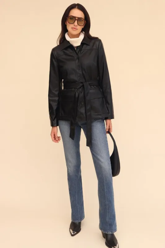 Faux-Ever Leather™ Belted Shacket sold by Avec Les Filles