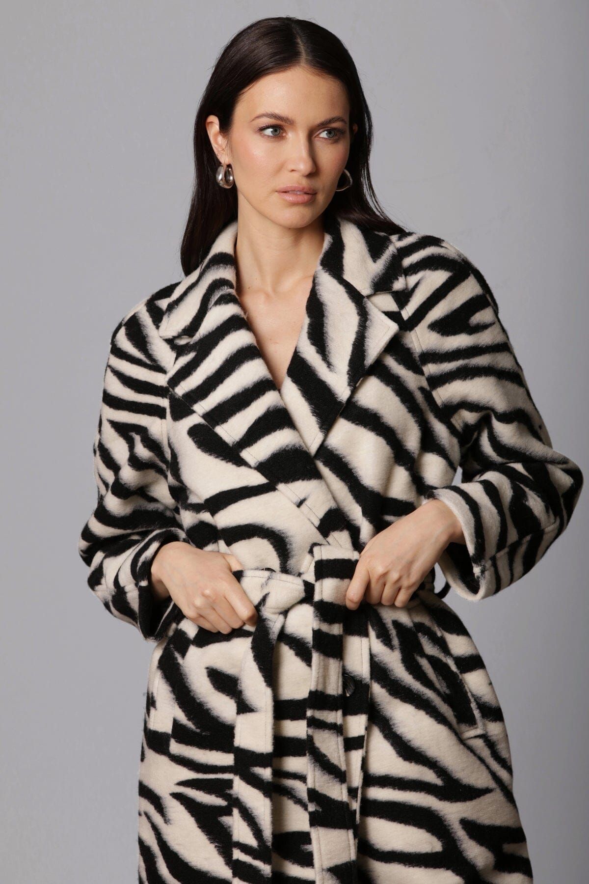 Zebra Print Belted Coat sold by Avec Les Filles product image thumbnail 4