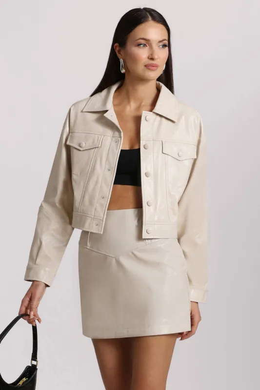 Glazed Faux-Ever Leather™ Trucker Jacket sold by Avec Les Filles