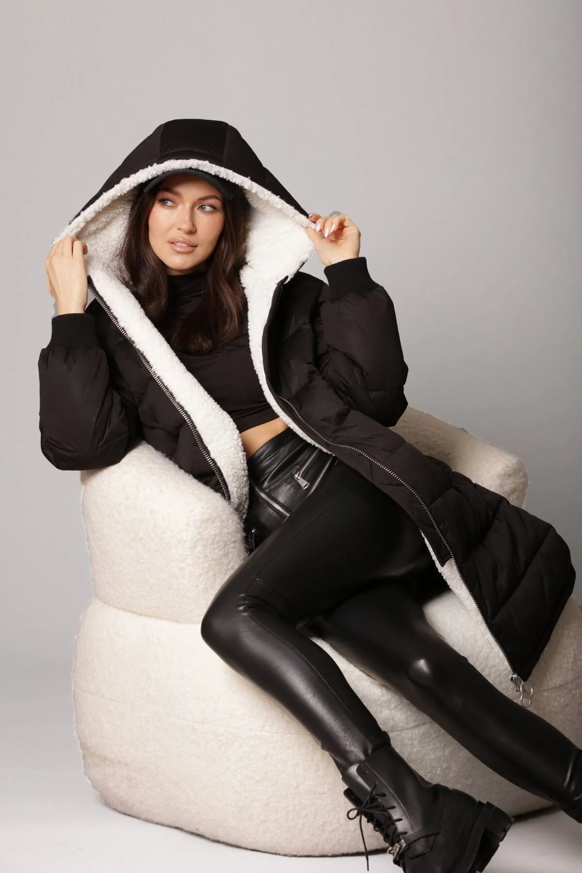 Faux Fur-Lined Puffer Coat sold by Avec Les Filles