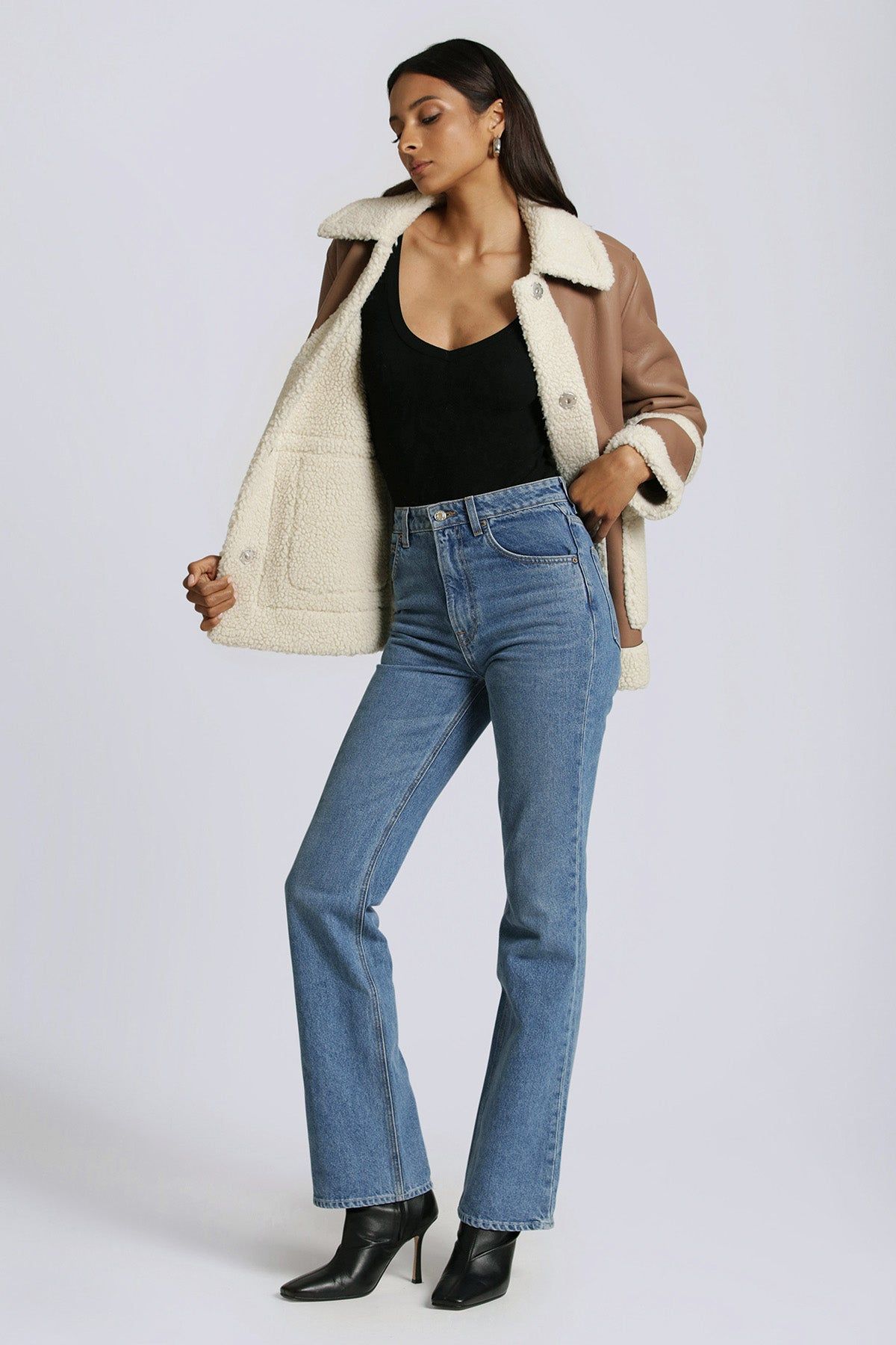 Two-Tone Faux Shearling Coat sold by Avec Les Filles product image thumbnail 2