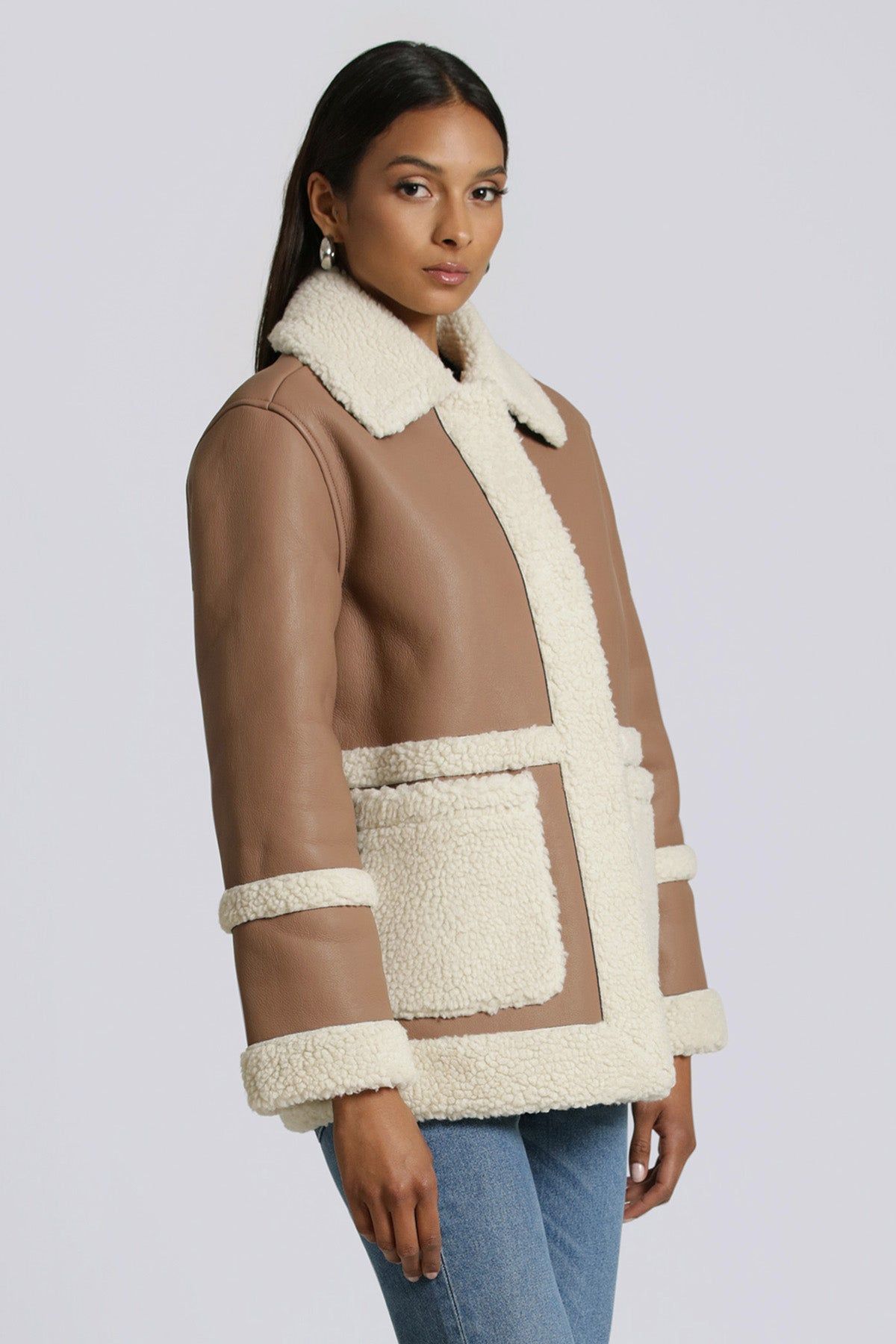 Two-Tone Faux Shearling Coat sold by Avec Les Filles product image thumbnail 5