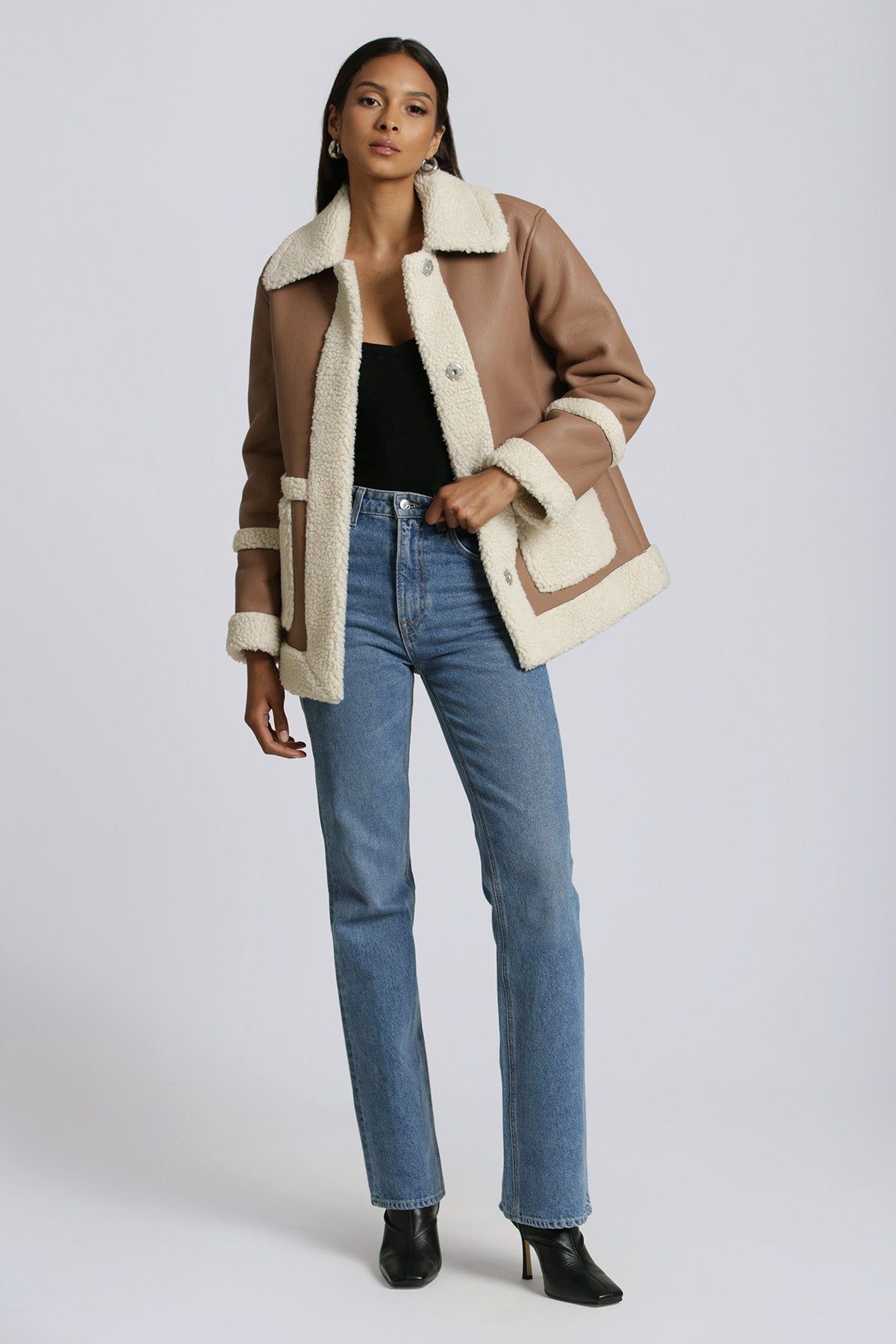 Two-Tone Faux Shearling Coat sold by Avec Les Filles product image thumbnail 7