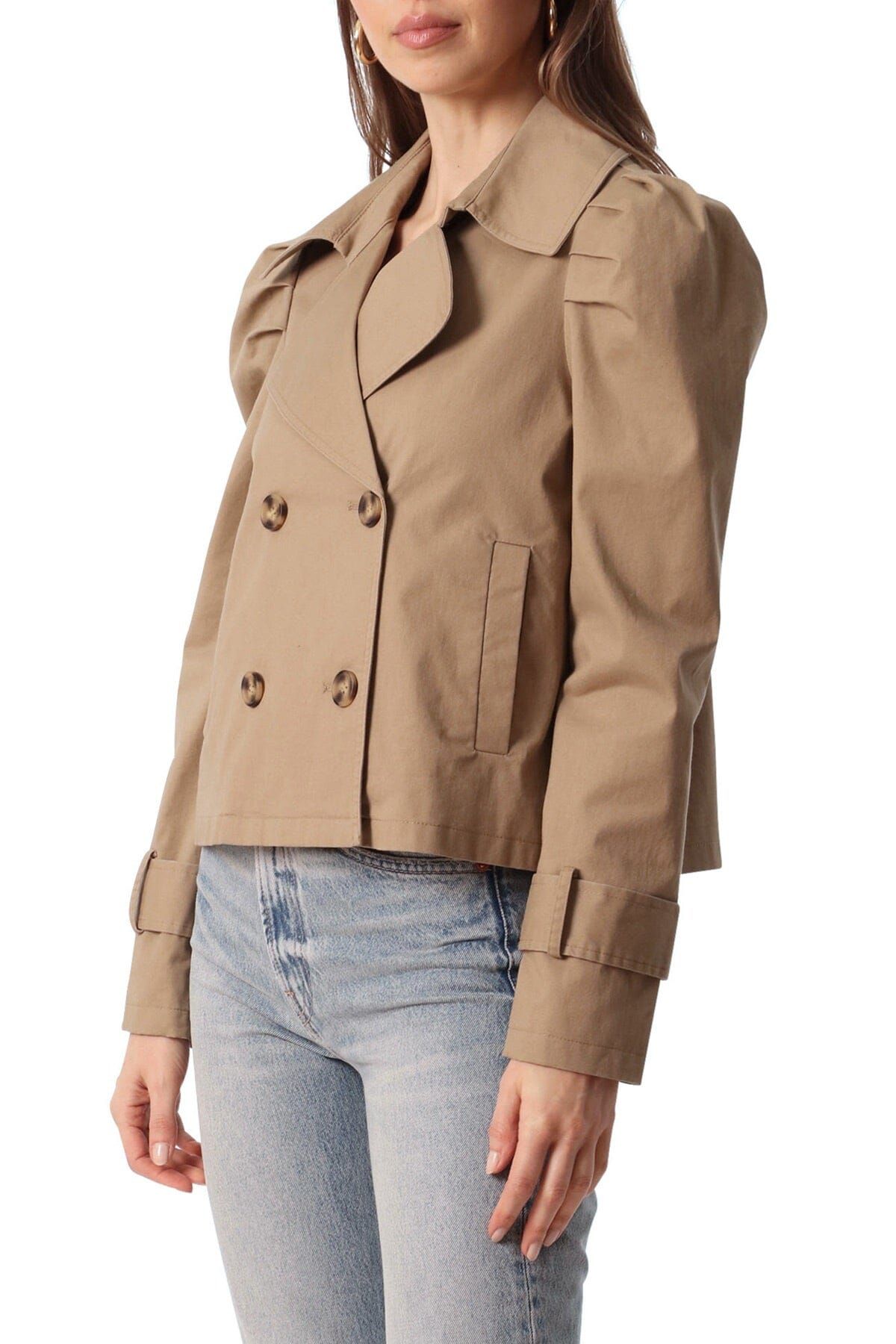 Puff Sleeve Stretch Cotton Cropped Trench Coat sold by Avec Les Filles product image thumbnail 3