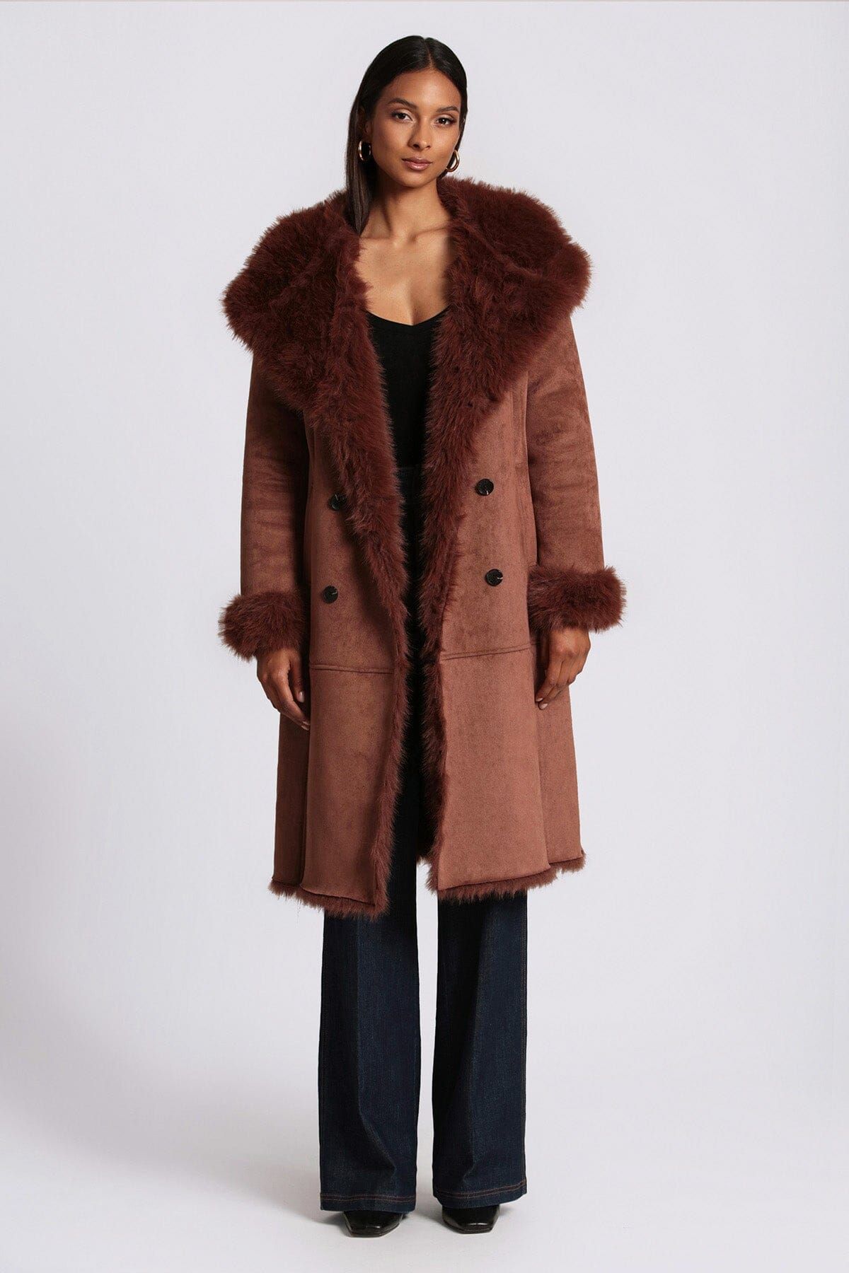 Faux Shearling Hooded Coat sold by Avec Les Filles product image thumbnail 3