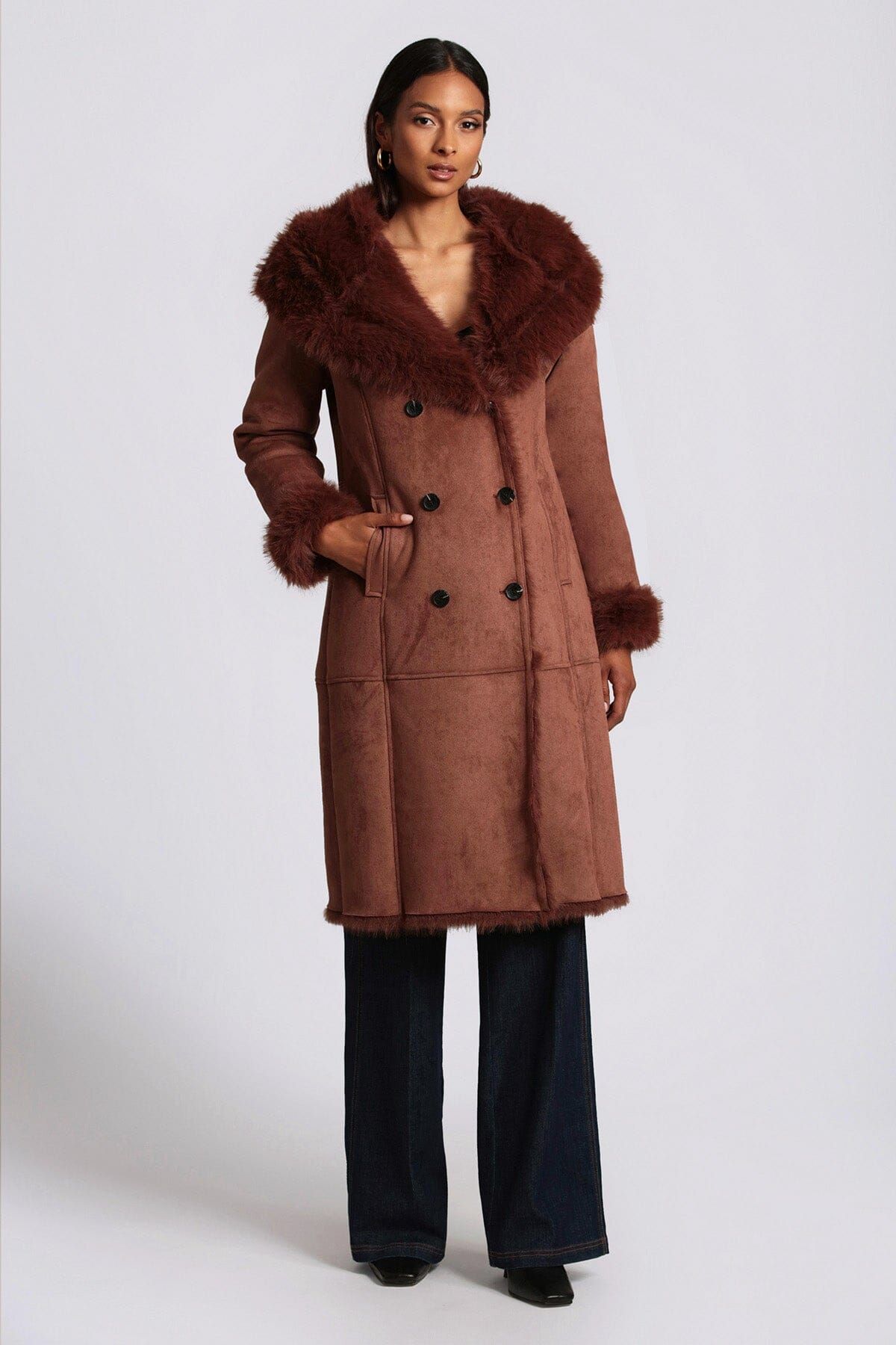 Faux Shearling Hooded Coat sold by Avec Les Filles product image thumbnail 4