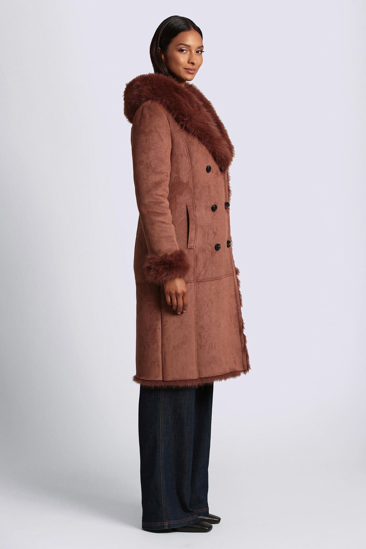 Faux Shearling Hooded Coat sold by Avec Les Filles product image thumbnail 5