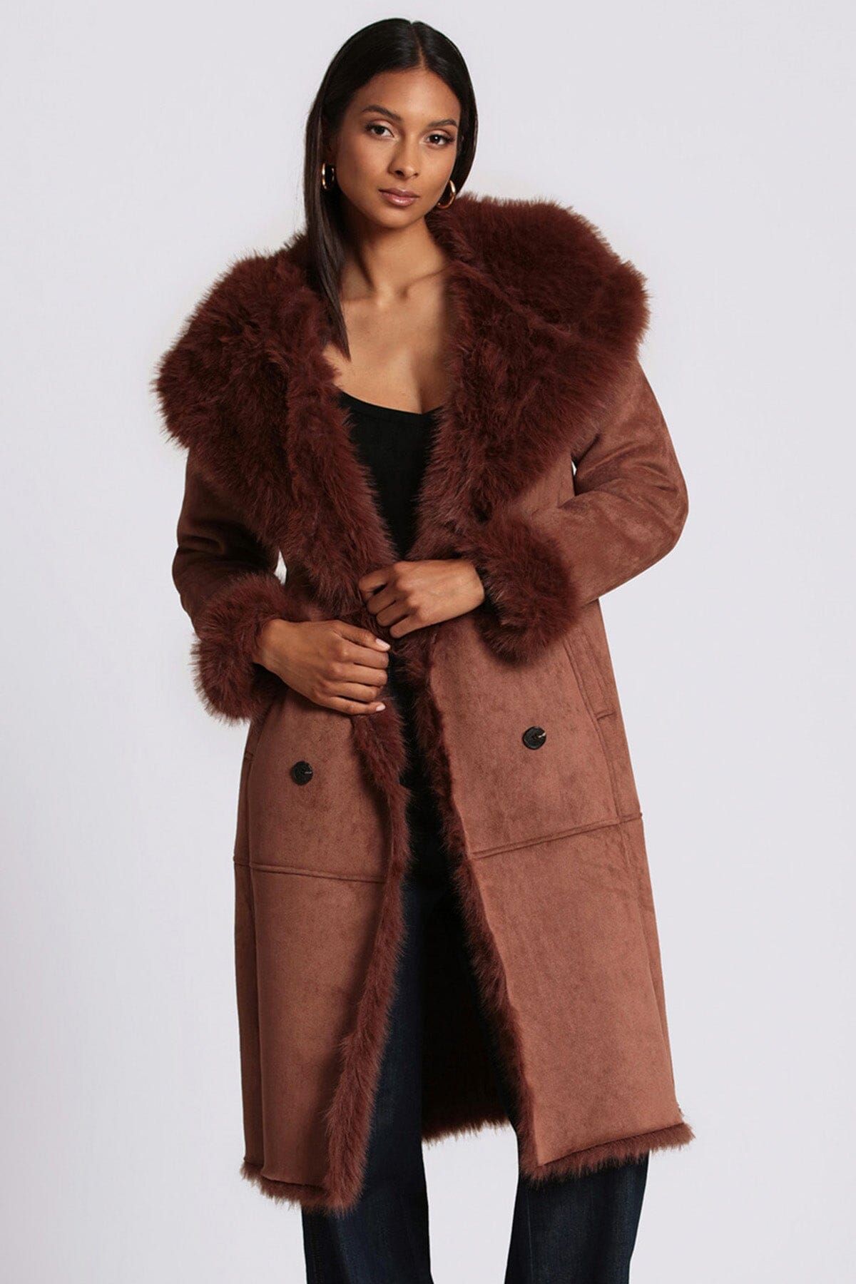 Faux Shearling Hooded Coat sold by Avec Les Filles