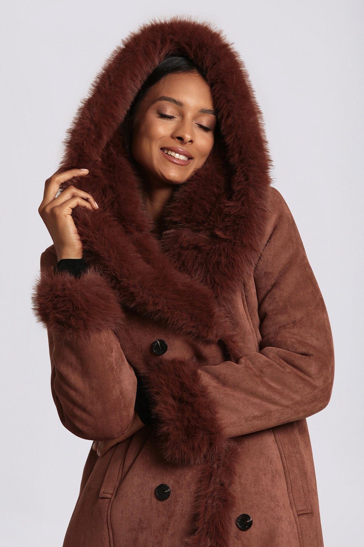 Faux Shearling Hooded Coat sold by Avec Les Filles product image thumbnail 2