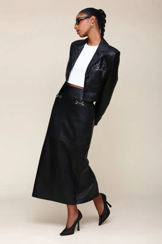 Equestrian Faux-Ever Leather™ Maxi Skirt sold by Avec Les Filles