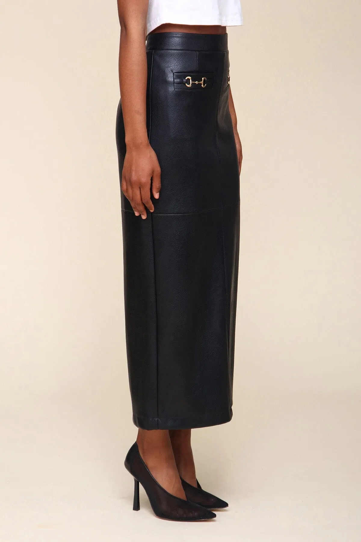Equestrian Faux-Ever Leather™ Maxi Skirt sold by Avec Les Filles product image thumbnail 5