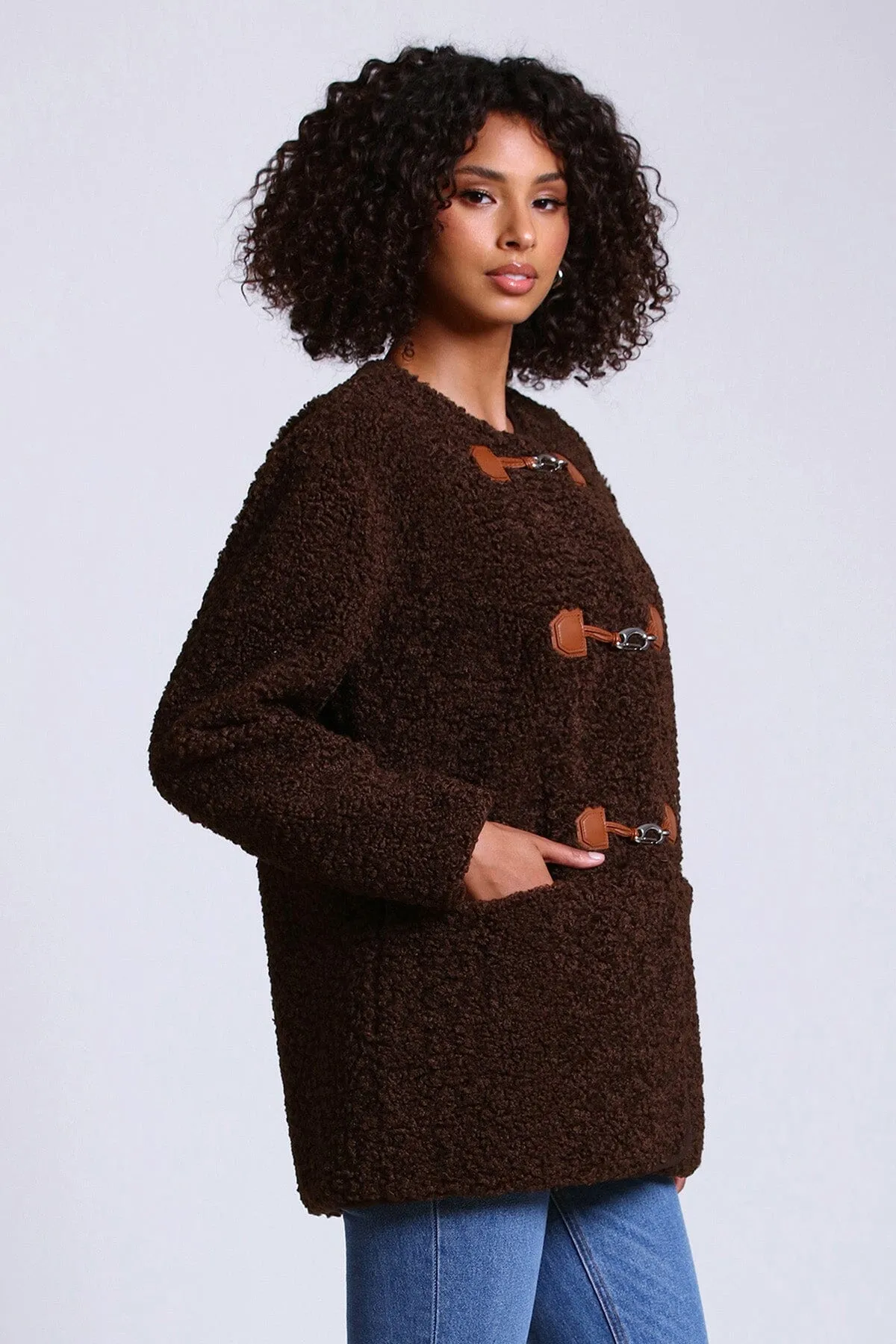 Faux Shearling Toggle Jacket sold by Avec Les Filles product image thumbnail 5