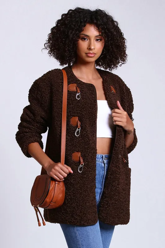 Faux Shearling Toggle Jacket sold by Avec Les Filles