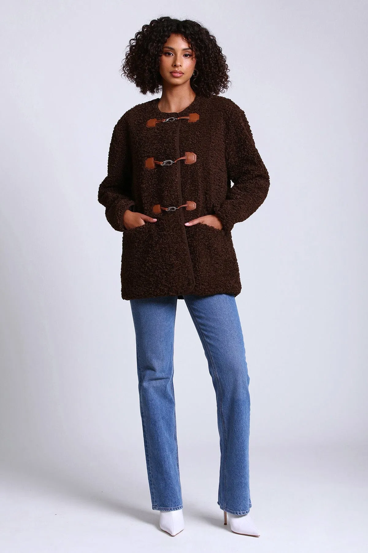Faux Shearling Toggle Jacket sold by Avec Les Filles product image thumbnail 2