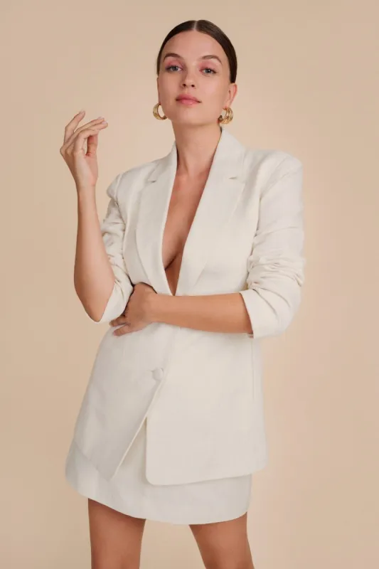 Textured Cotton-Linen Sculpted Blazer sold by Avec Les Filles