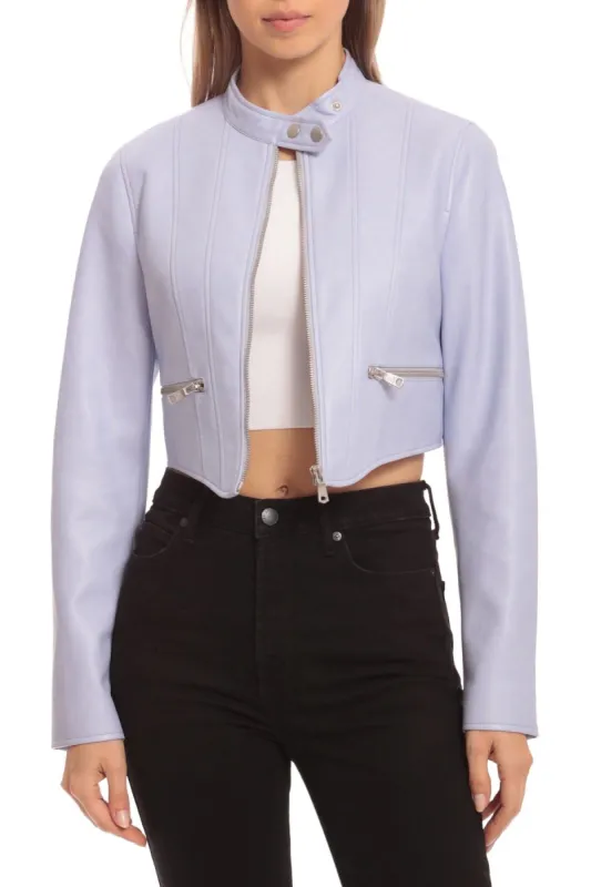 Faux-Ever Leather™ Cropped Moto Jacket sold by Avec Les Filles