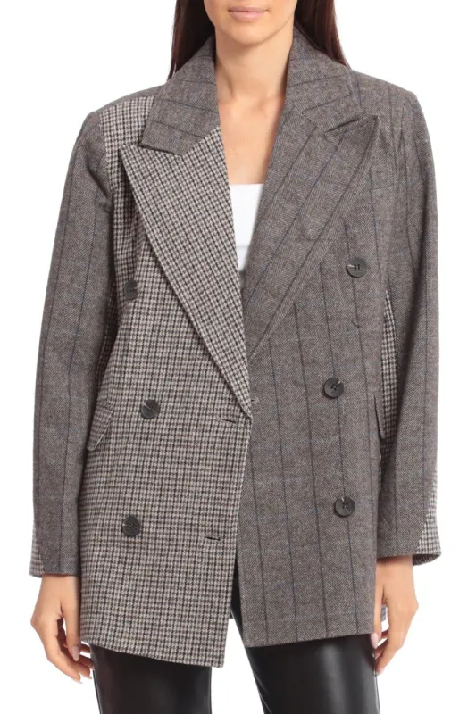 Wool-Blend Mixed Media Blazer sold by Avec Les Filles