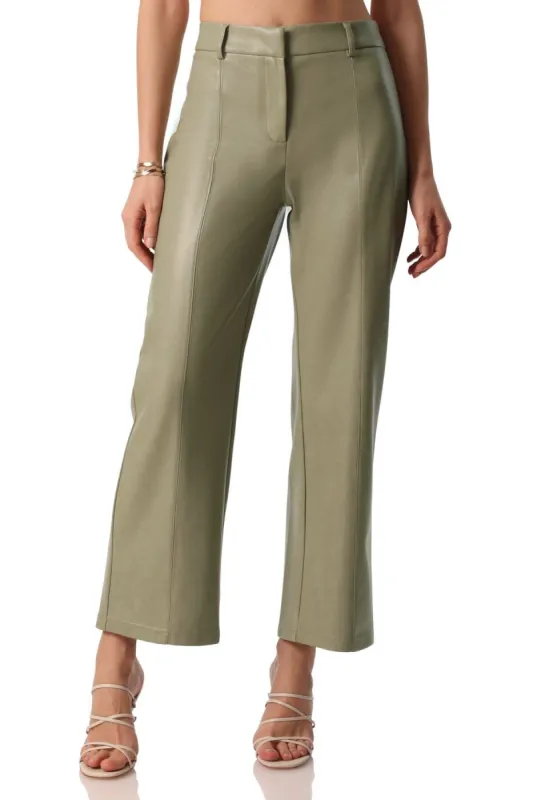 Faux-Ever Leather™ Wide Leg Cropped Trouser sold by Avec Les Filles